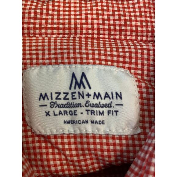 Mizzen + Main Women's Size XL Red/White Mini Check Long Sleeve Button Up Shirt - Picture 3 of 10